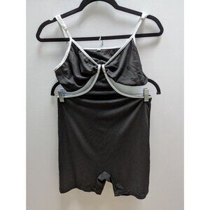 Black with White Trim Ribbed Backless Romper